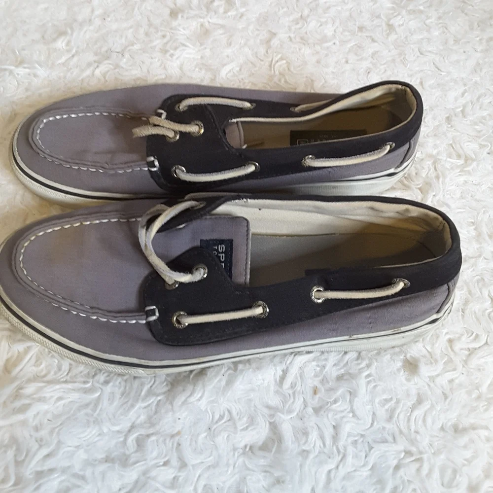 Sperry 0298414 canvas black grey boat shoe 8.5 Mens